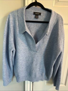 Karen Kane Light Blue V-Neck Collared Sweater